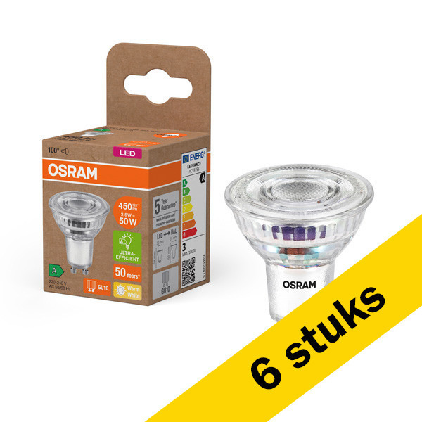 Aanbieding: 6x Osram GU10 led-spot glas 2W (50W) LOS00753 - 1