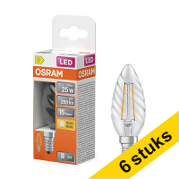 Aanbieding: 6x Osram LED lamp E14 | Kaars B35 | Filament | Helder | 2700K | 1.8W (25W)