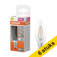 Aanbieding: 6x Osram LED lamp E14 | Kaars B35 | Filament | Helder | 4000K | 1.8W (25W)
