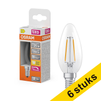Aanbieding: 6x Osram LED lamp E14 | Kaars B35 | Filament | Helder | Dimbaar | 2700K | 1.8W (25W)