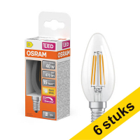 Aanbieding: 6x Osram LED lamp E14 | Kaars B35 | Filament | Helder | Dimbaar | 2700K | 3.4W (40W)