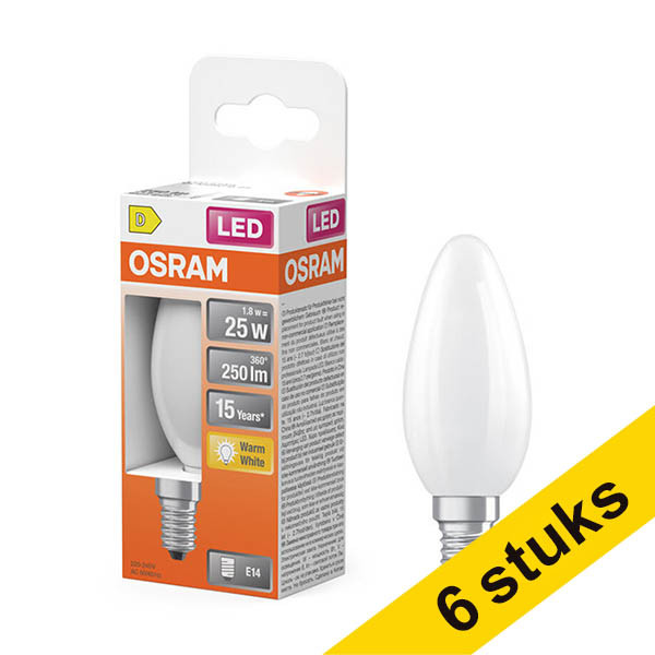Aanbieding: 6x Osram LED lamp E14 | Kaars B35 | Mat | 2700K | 1.8W (25W) LOS01864 - 1