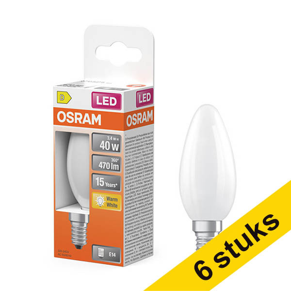 Aanbieding: 6x Osram LED lamp E14 | Kaars B35 | Mat | 2700K | 3.4W (40W) LOS01866 - 1