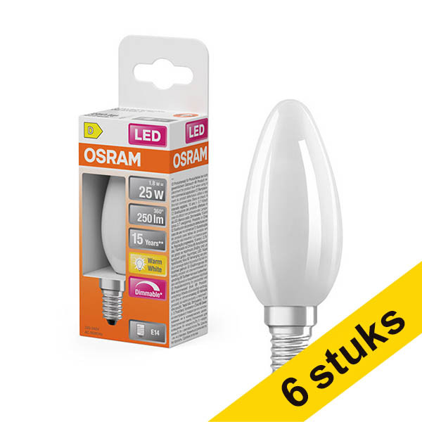Aanbieding: 6x Osram LED lamp E14 | Kaars B35 | Mat | Dimbaar | 2700K | 1.8W (25W) LOS01850 - 2