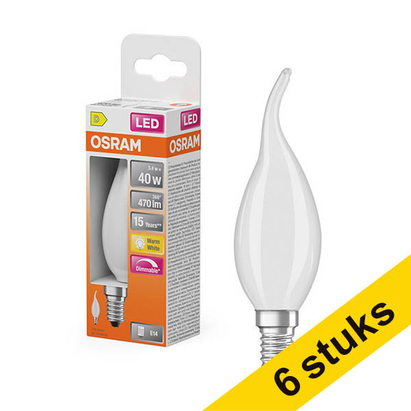 Aanbieding: 6x Osram LED lamp E14 | Sierkaars BA40 | Mat | Dimbaar | 2700K | 3.4W (40W) LOS01852 - 1