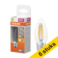 Aanbieding: 6x Osram LED lamp E27 | Kaars B35 | Filament | Helder | 2700K | 3.4W (40W)