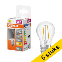 Aanbieding: 6x Osram LED lamp E27 | Kogel P45 | Filament | Helder | 2700K | 1.8W (25W)