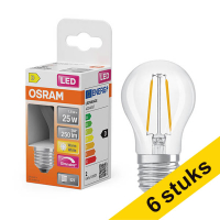 Aanbieding: 6x Osram LED lamp E27 | Kogel P45 | Filament | Helder | 2700K | Dimbaar | 1.8W (25W)