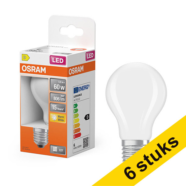 Aanbieding: 6x Osram LED lamp E27 | Peer A60 | Mat | 2700K | 5.9W (60W) LOS01840 - 1