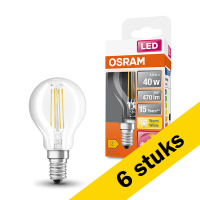 Aanbieding: 6x Osram ledlamp E14 | Kogel P40 | GlowDim | Filament | 2200-2700K | Dimbaar | 4W (40W)