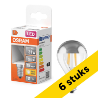 Aanbieding: 6x Osram ledlamp E14 | Kogel P45 | Filament | Kopspiegel | Zilver | 2700K | 4W (31W)