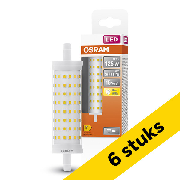 Aanbieding: 6x Osram ledlamp R7s | Staaflamp | 118mm | Helder | 2700K | 15W (125W) LOS01400 - 1