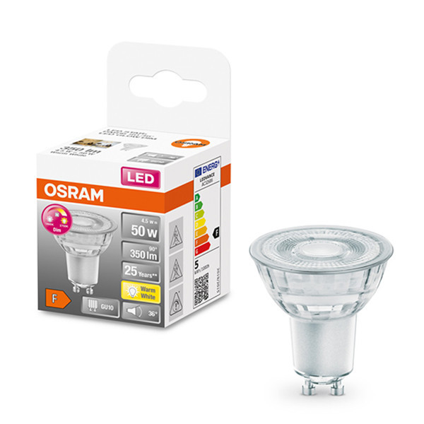 Osram GU10 LED spot | GlowDim | 1800-2700K | Dimbaar | 4.5W (50W) LOS00370 - 1