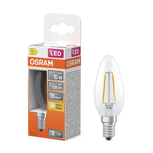 Osram LED lamp E14 | Kaars B35 | Filament | Helder | 2700K | 1W (15W) LOS01855 - 1