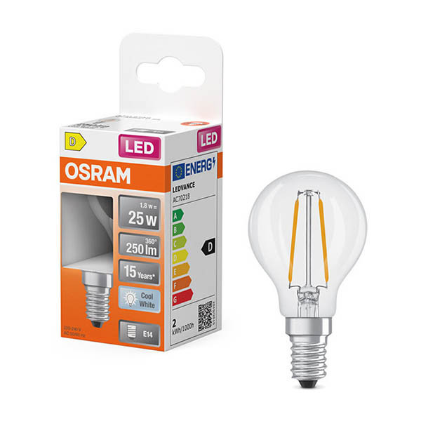 Osram LED lamp E14 | Kogel P45 | Filament | Helder | 4000K | 1.8W (25W) LOS02164 - 1