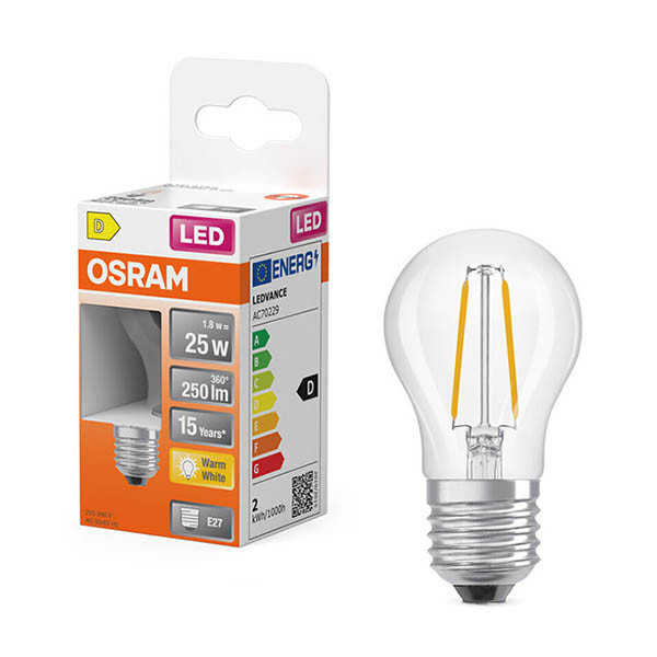Osram LED lamp E27 | Kogel P45 | Filament | Helder | 2700K | 1.8W (25W) LOS01889 - 1