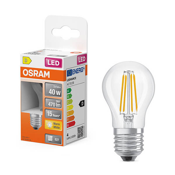 Osram LED lamp E27 | Kogel P45 | Filament | Helder | 2700K | 3.4W (40W) LOS01893 - 1
