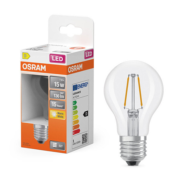 Osram LED lamp E27 | Peer A60 | Filament | Helder | 2700K | 1W (15W) LOS01819 - 1