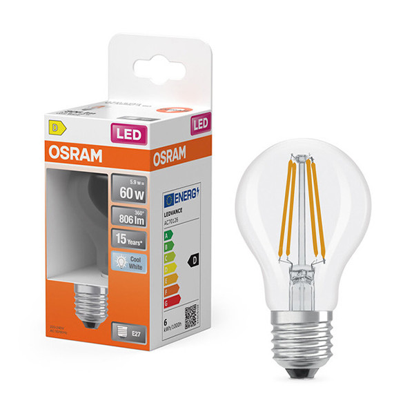 Osram LED lamp E27 | Peer A60 | Filament | Helder | 4000K | 5.9W (60W) LOS01829 - 1