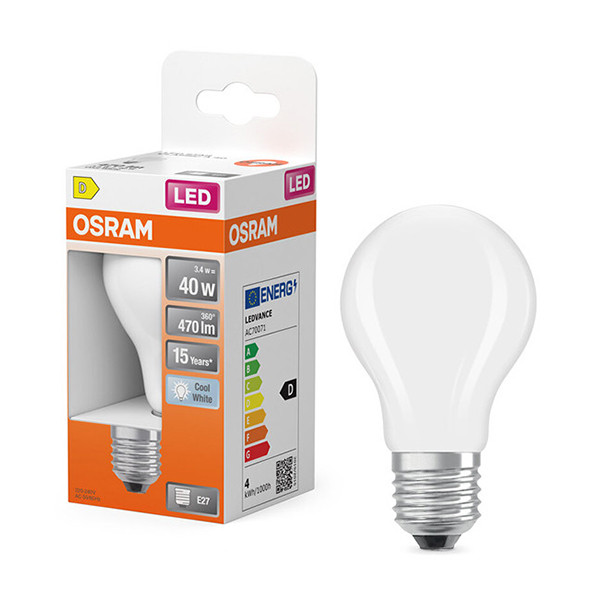 Osram LED lamp E27 | Peer A60 | Mat | 4000K | 3.4W (40W) LOS01837 - 1