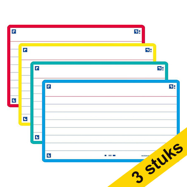Aanbieding: 3x Oxford Flashcards gelijnd A7 assorti (80 stuks) 260274 - 1