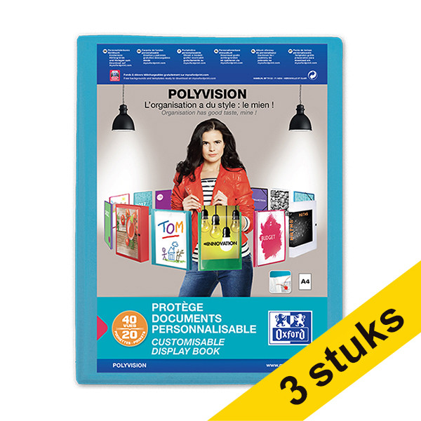 Aanbieding: 3x Oxford Polyvision showalbum flexibel A4 blauw (20 insteekhoezen) 260309 - 1