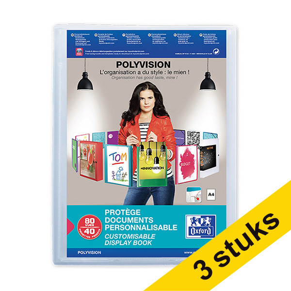 Aanbieding: 3x Oxford Polyvision showalbum flexibel A4 transparant (40 insteekhoezen) 260310 - 1