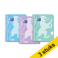 Aanbieding: 3x Oxford School spiraalschrift A4+ gelinieerd 90 grams 80 vel 23-gaats pastel (3 stuks)