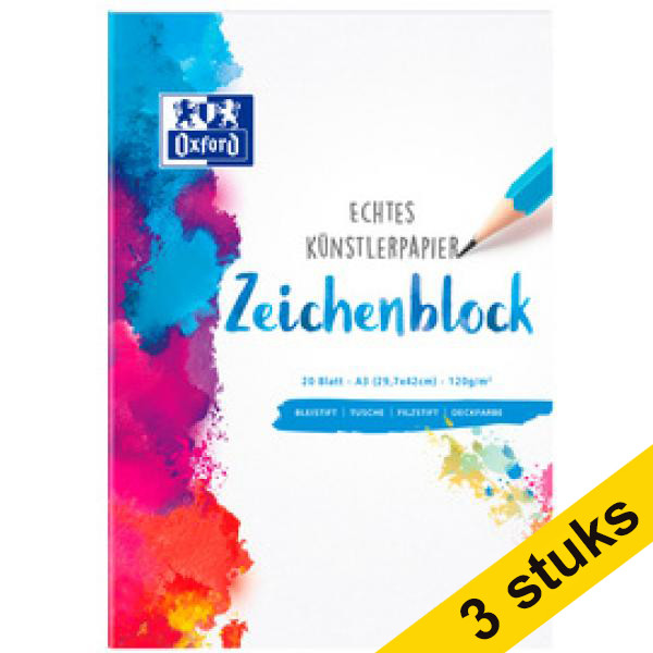 Aanbieding: 3x Oxford schetsboek A3 120 g/m² (20 vellen) 260275 - 1
