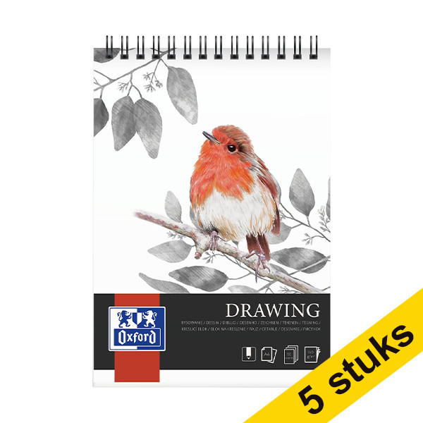 Aanbieding: 5x Oxford Drawing tekenblok spiraal A4 160 g/m² (50 vellen) 237664 - 1
