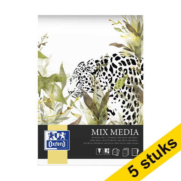 Aanbieding: 5x Oxford Mix Media tekenblok A4 225 g/m² (25 vellen) 237660 - 1