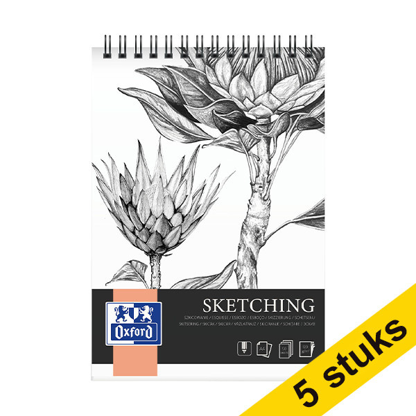 Aanbieding: 5x Oxford Sketching schetsblok spiraal A4 130 g/m² (50 vellen) 237662 - 1