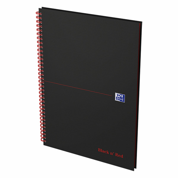 Oxford Black n' Red spiraalschrift karton A4 gelijnd 90 g/m² 70 vellen 400047608 260010 - 2