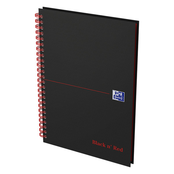 Oxford Black n' Red spiraalschrift karton A5 geruit 90 g/m² 70 vellen 400047652 260013 - 2