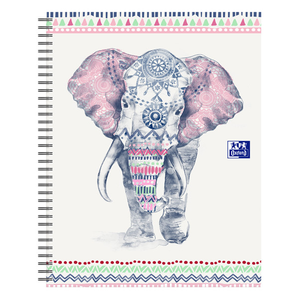 Oxford Boho Chic olifant spiraalschrift A4+ gelijnd 60 vellen (4-gaats) 400143831 260177 - 1