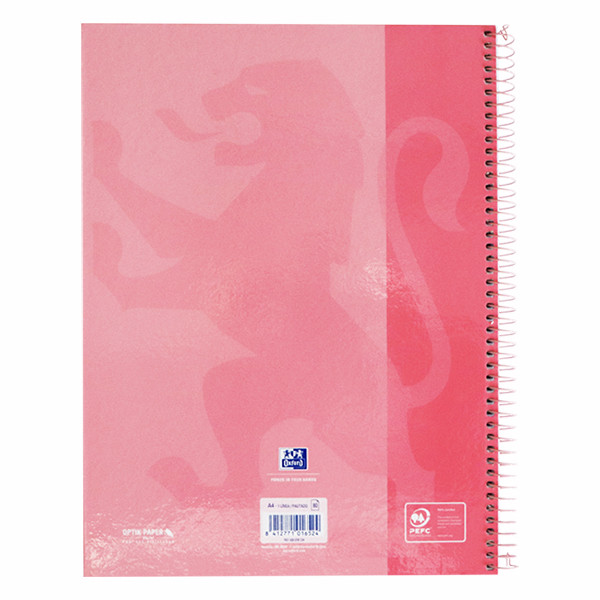 Oxford Classic spiraalschrift A4+ 90 g/m² 80 vellen gelijnd roze 400078124 260288 - 2