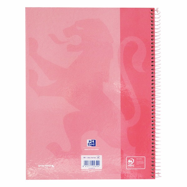 Oxford Classic spiraalschrift A4+ 90 g/m² 80 vellen gelijnd roze 260288 - 2