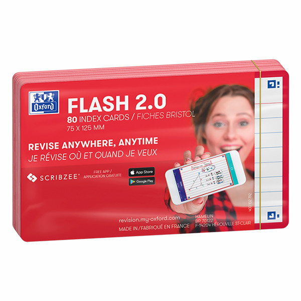 Oxford Flashcards gelijnd A7 rood (80 stuks) 400133880 260201 - 2