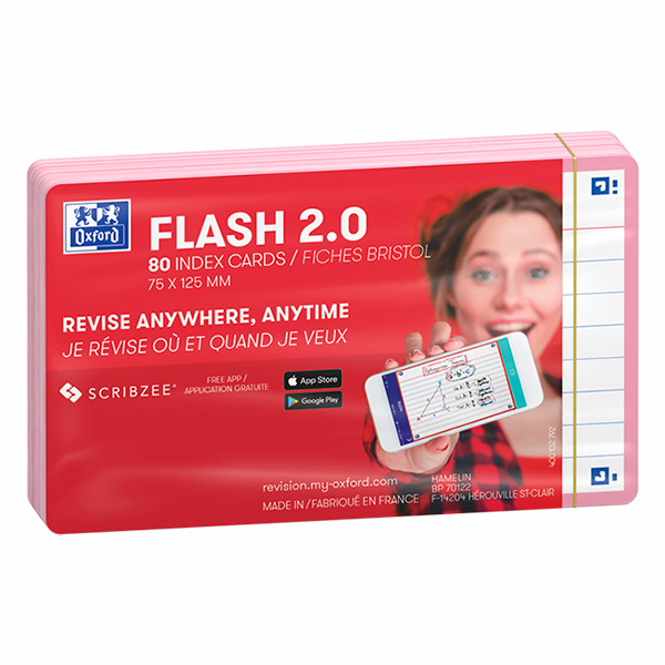 Oxford Flashcards gelijnd A7 roze (80 stuks) 400133879 260202 - 2