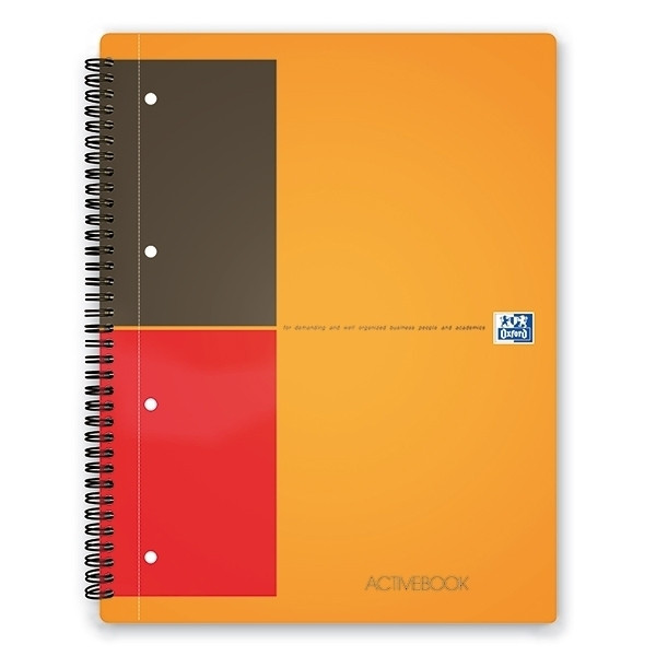 Oxford International Activebook spiraalschrift A4+ gelijnd 80 g/m² 80 vellen oranje 100102994 260039 - 1