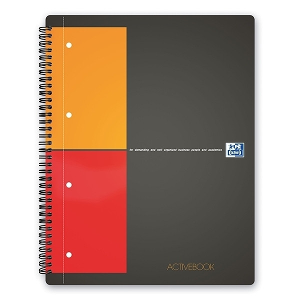 Oxford International Activebook spiraalschrift A4 geruit 80 g/m² 80 vellen grijs (4 gaten) 100104329 260040 - 1