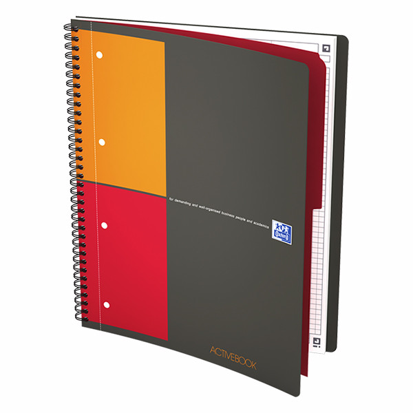 Oxford International Activebook spiraalschrift A4 geruit 80 g/m² 80 vellen grijs (4 gaten) 100104329 260040 - 4