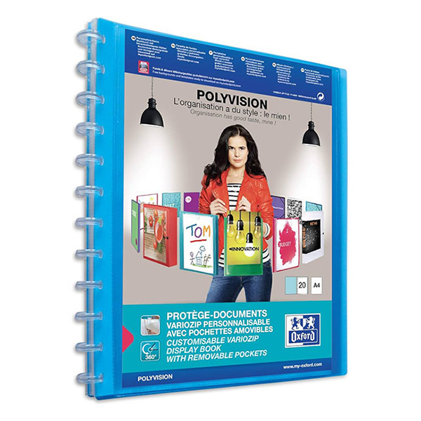 Oxford Polyvision Vario-Zipp presentatiemap flexibel A4 blauw (20 insteekhoezen) 100205599 237561 - 1