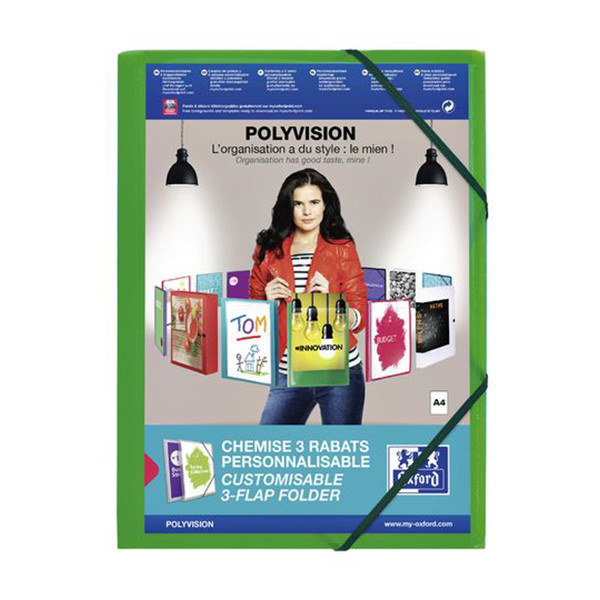 Oxford Polyvision elastomap groen (personaliseerbaar) A4 100201155 237684 - 1