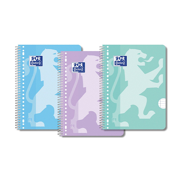 Oxford School spiraalschrift A4+ gelijnd 90 g/m² 80 vellen 23-gaats pastel (3 stuks) 400171665 400190207 260296 - 1