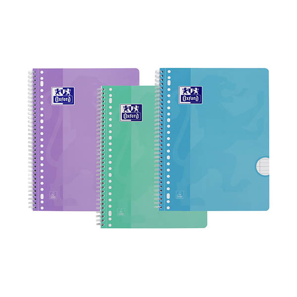 Oxford School spiraalschrift A4+ gelijnd 90 g/m² 80 vellen 23-gaats pastel (3 stuks) 260296 - 1