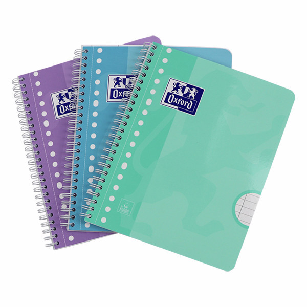 Oxford School spiraalschrift A5+ gelijnd 90 g/m² 17 gaten 80 vellen pastel (3 stuks) 260297 - 2