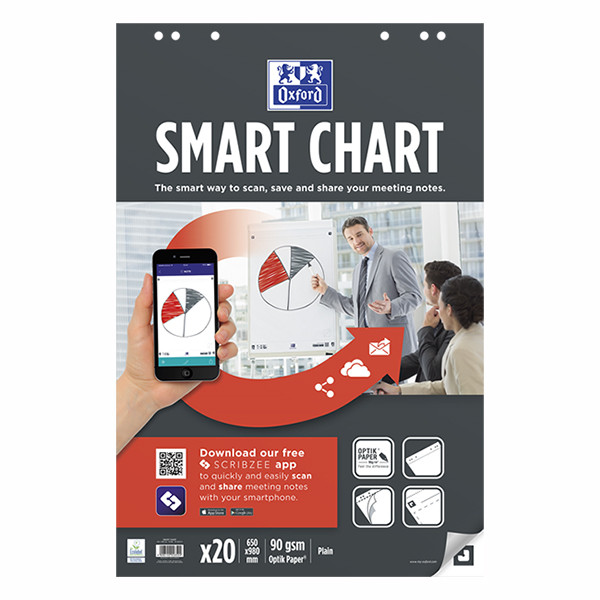 Oxford Smart Chart flipchartblok blanco 65 x 98 cm (3 x 20 vellen) 400096277 260069 - 2