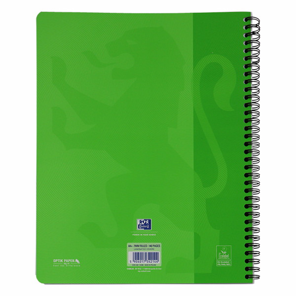 Oxford Touch spiraalschrift A4 gelijnd 90 g/m² 70 vellen lime groen 400118800 260184 - 2