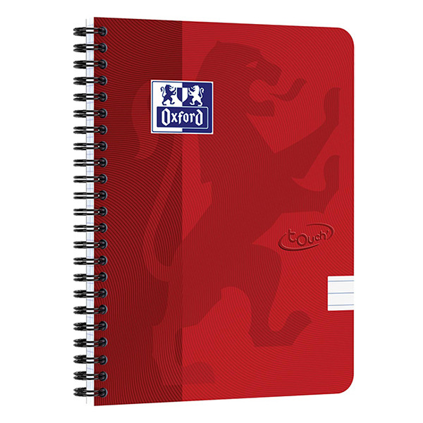 Oxford Touch spiraalschrift A5 gelijnd 90 g/m² 70 vellen rood 400103999 260151 - 1